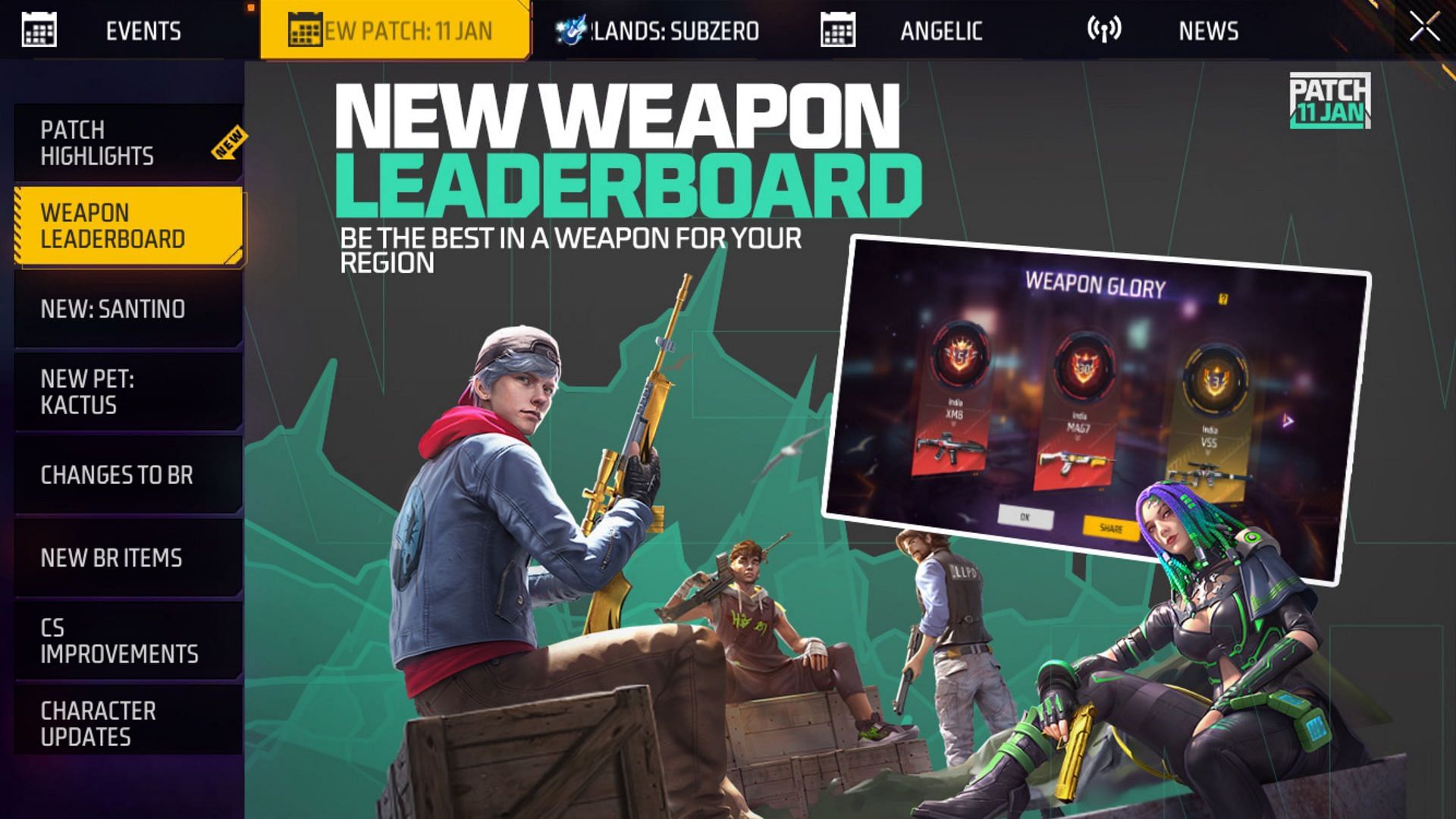 Weapon Leaderboard (Image via Garena)